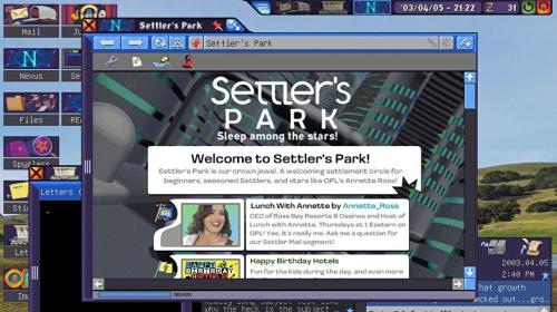 An image of "Settler's Park," simulated software from the upcoming game Dreamsettler.