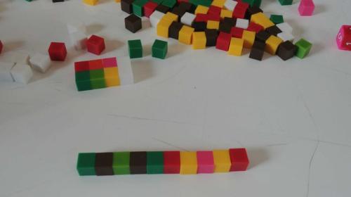 Colored cubes on a table