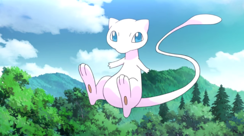 A picture of the Pokemon, Mew.