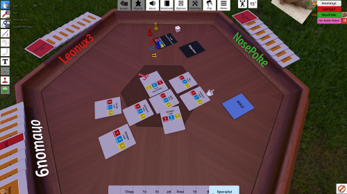 A screenshot of an early version of Roboston running in Tabletop Simulator.