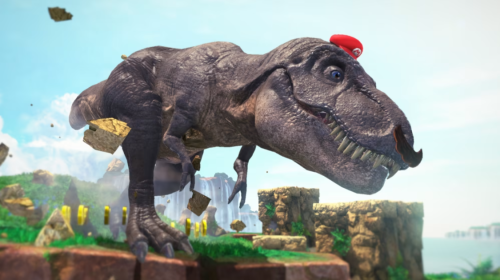 Mario in the form of a T-Rex from the game Mario: Odyssey.