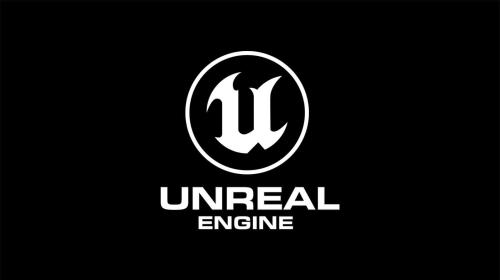 The logo for Unreal Engine, in white, on a black background.