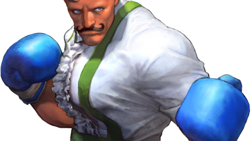 Dudley from Street Fighter stanced up, ready and waiting for you to argue with him.