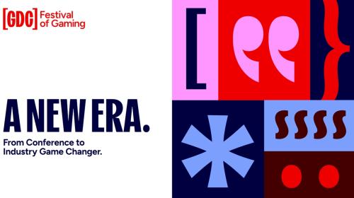 A title card/slide with the header "A New Era: From Conference to Industry Game Changer." The new GDC wordmark logo is in the upper left corner.