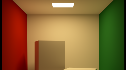 A picture of the Cornell Box, displaying 3D Lighting.