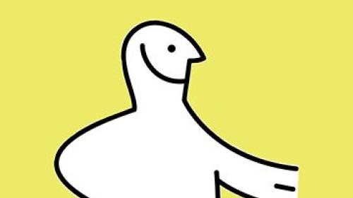 The helpful IKEA instructions man on a yellow background. He's smiling.