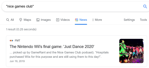 A screenshot of a Google News search for 