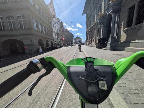 Mark on a bike in Zurich.