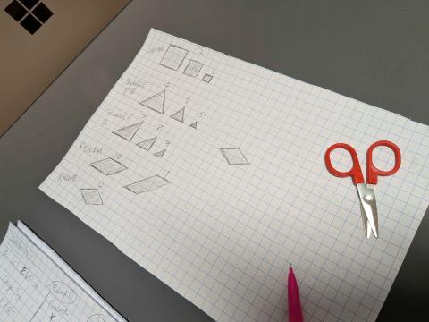 A picture of the shapes used in the game Excited About Triangles.