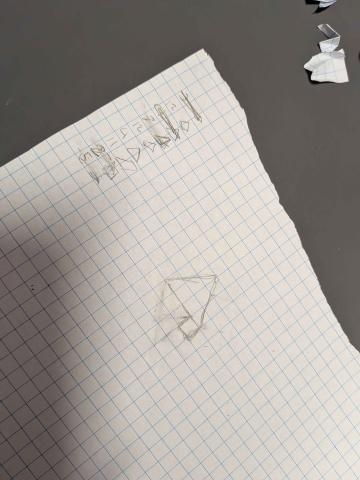 A picture of the shapes created while testing the game Excited About Triangles.